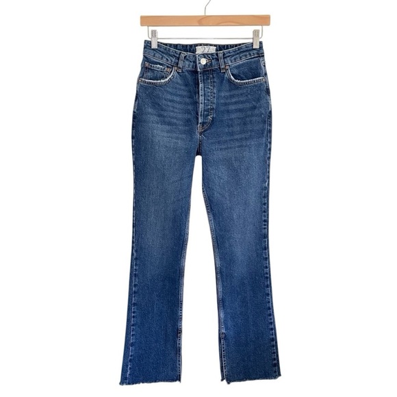 Free People We The Free Emmy Split Hem High Waist Boot Cut Jeans Medium Blue 27 - Picture 1 of 11